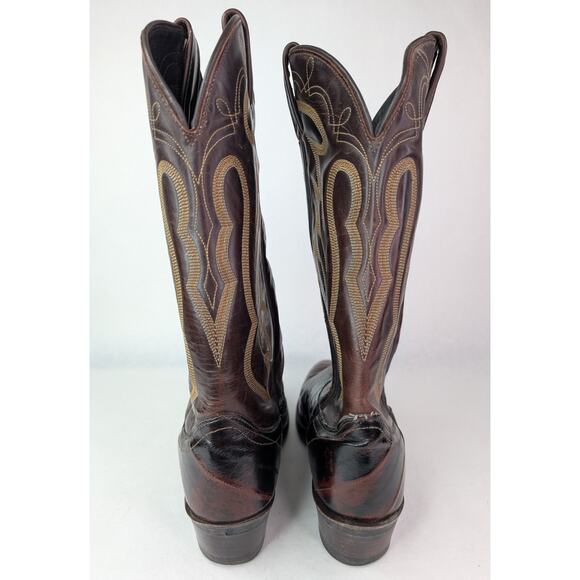 Vintage J. Chisholm Brown Burgundy Leather Western Cowboy Boots 8.5D main image 11